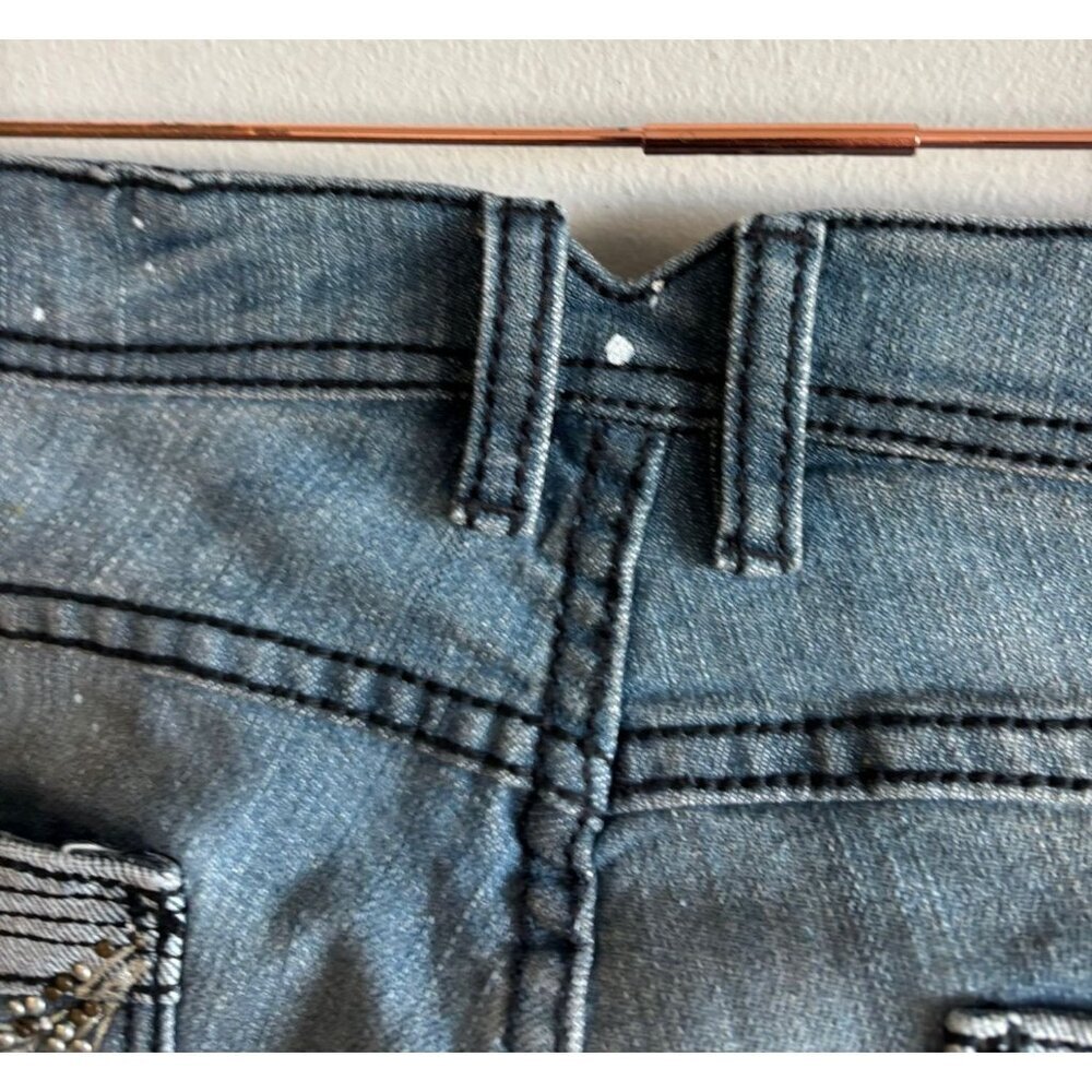 Apple Bottom Womens Y2K Embroidered Stretch Low Rise Denim Jeans Blue Sz 9/10 - Picture 7 of 14